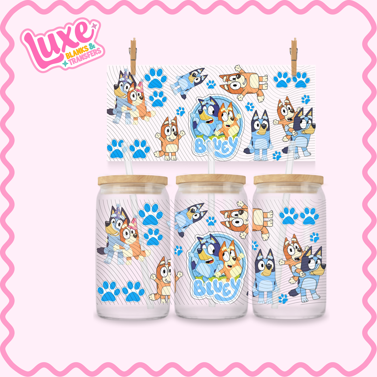 16oz UV DTF Wrap | Blue Paws TV | #3024