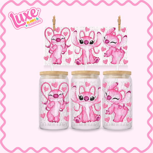 16oz UV DTF Wrap | Pink Alien Hearts | #3509