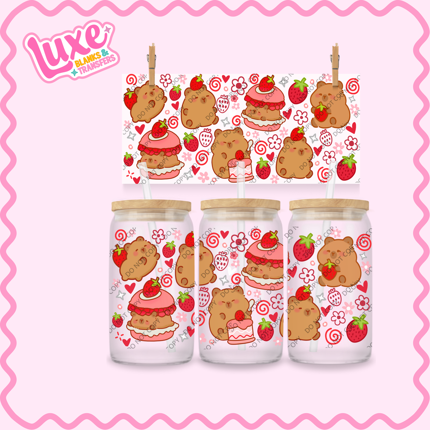 16oz UV DTF Wrap | Cute Capybara | #2239