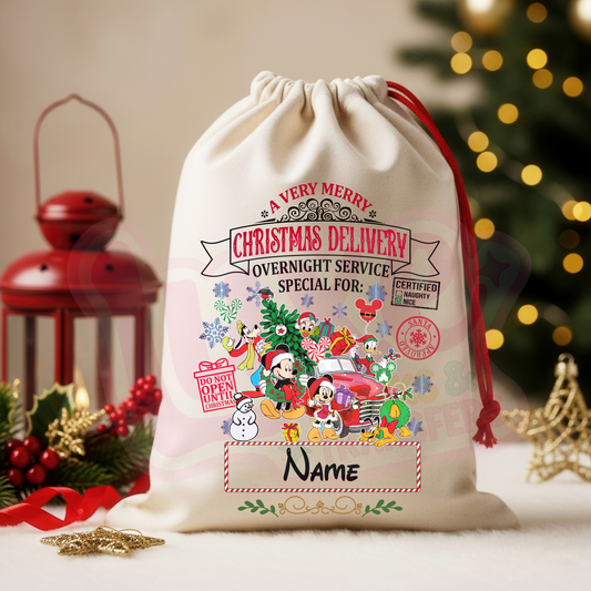 Mickey Crew w/ Tree | Santa Sack DTF Heat Transfer | #13