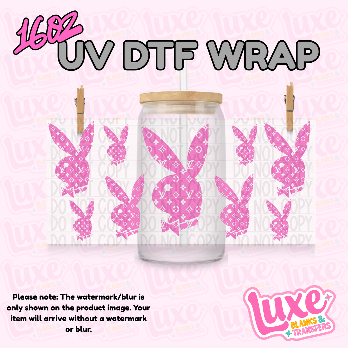 16oz UV DTF Wrap | Boujee Bunny Hot Pink | #4326