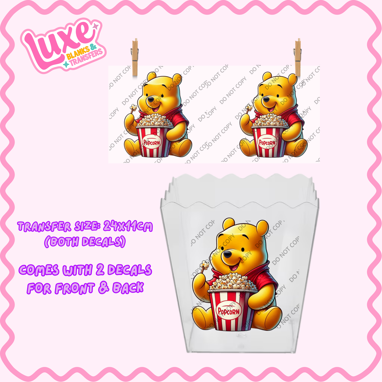 Popcorn/Lolly Bucket UV DTF Transfer | Win | #F14