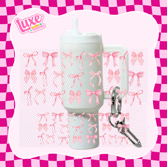 Mini Keychain Tumbler UV DTF Wrap | Pink Bows | #E14