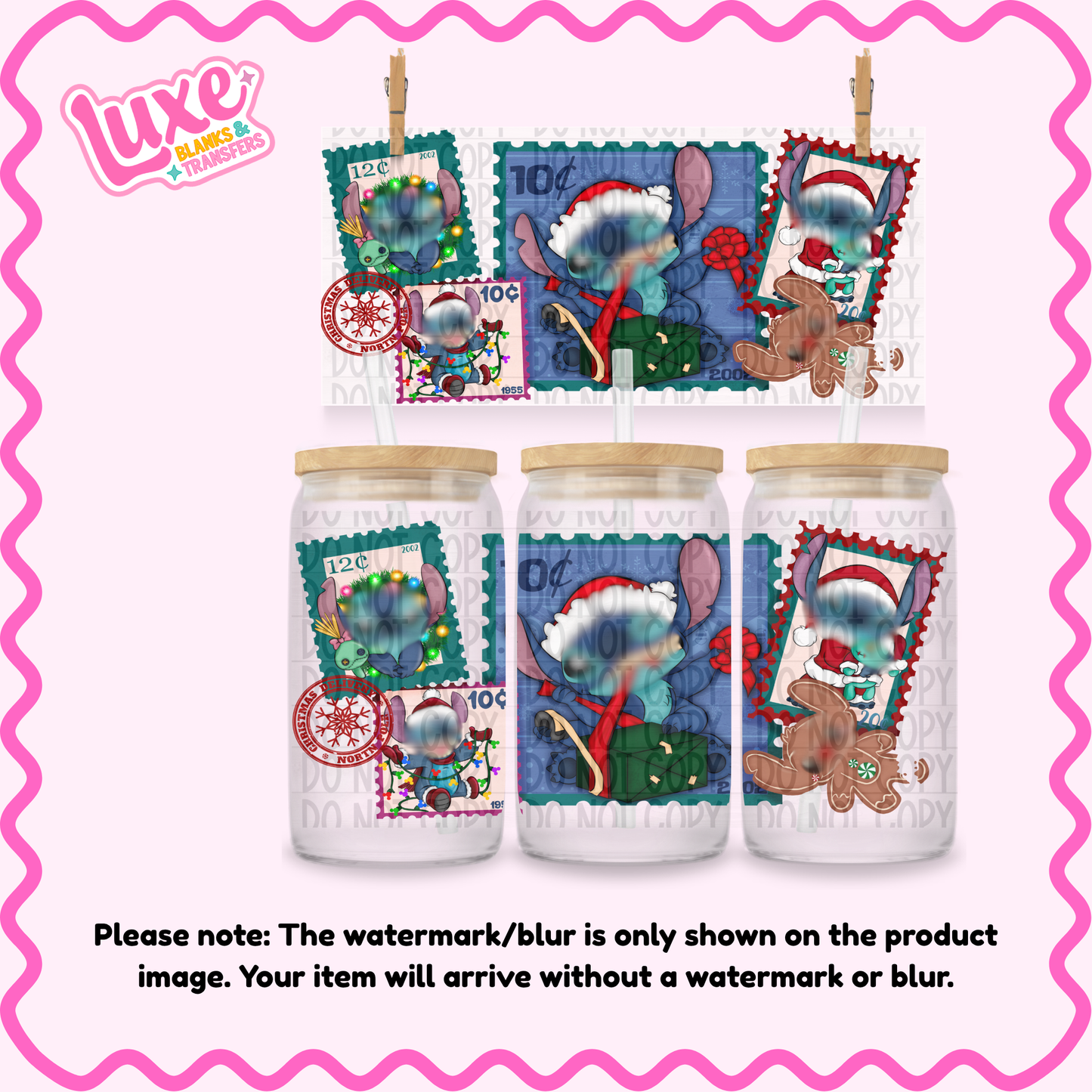 16oz UV DTF Wrap | Xmas Stamp Blu3 | #N77