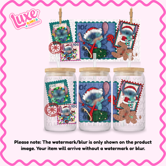 16oz UV DTF Wrap | Xmas Stamp Blu3 | #N77