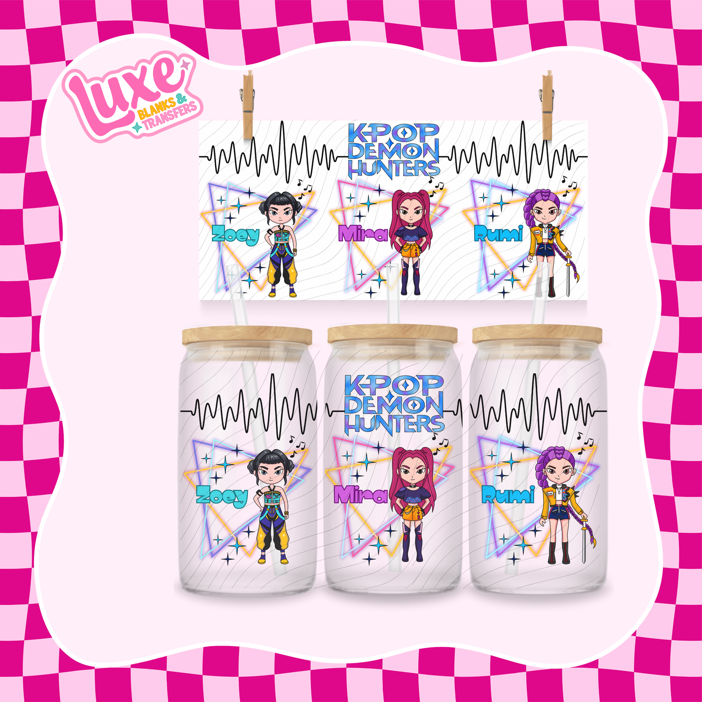 K-POP Triangles | 16oz UV DTF Wrap | #1272