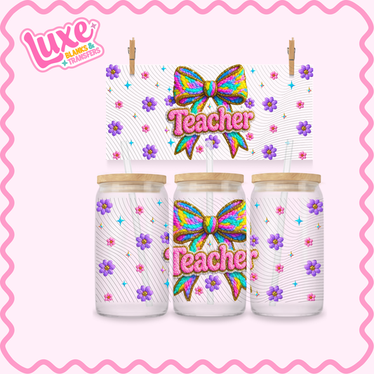 16oz UV DTF Wrap | Teacher Bow | #3035