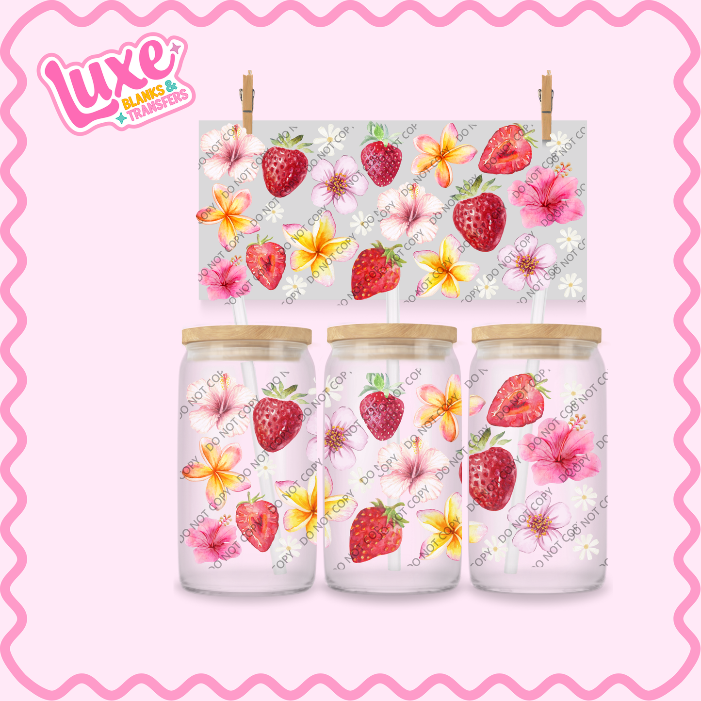 16oz UV DTF Wrap | Cutesy Fruit Pattern | #2249