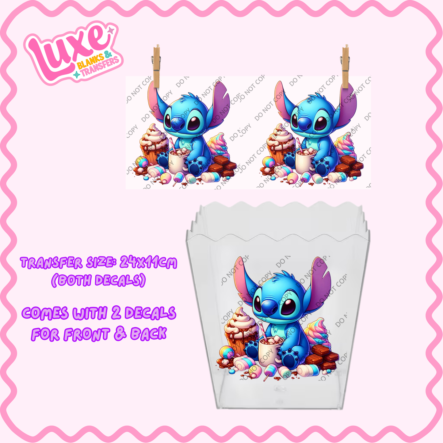 Popcorn/Lolly Bucket UV DTF Transfer | Blue Alien | #F15