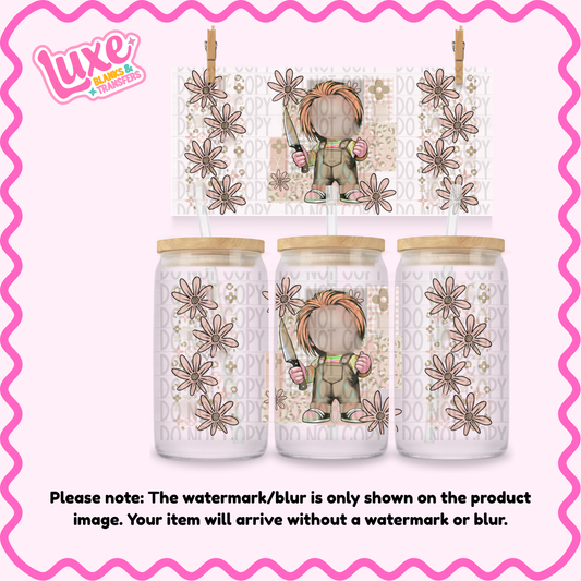16oz UV DTF Wrap | Beige Spooky Doll Chuck | #N137