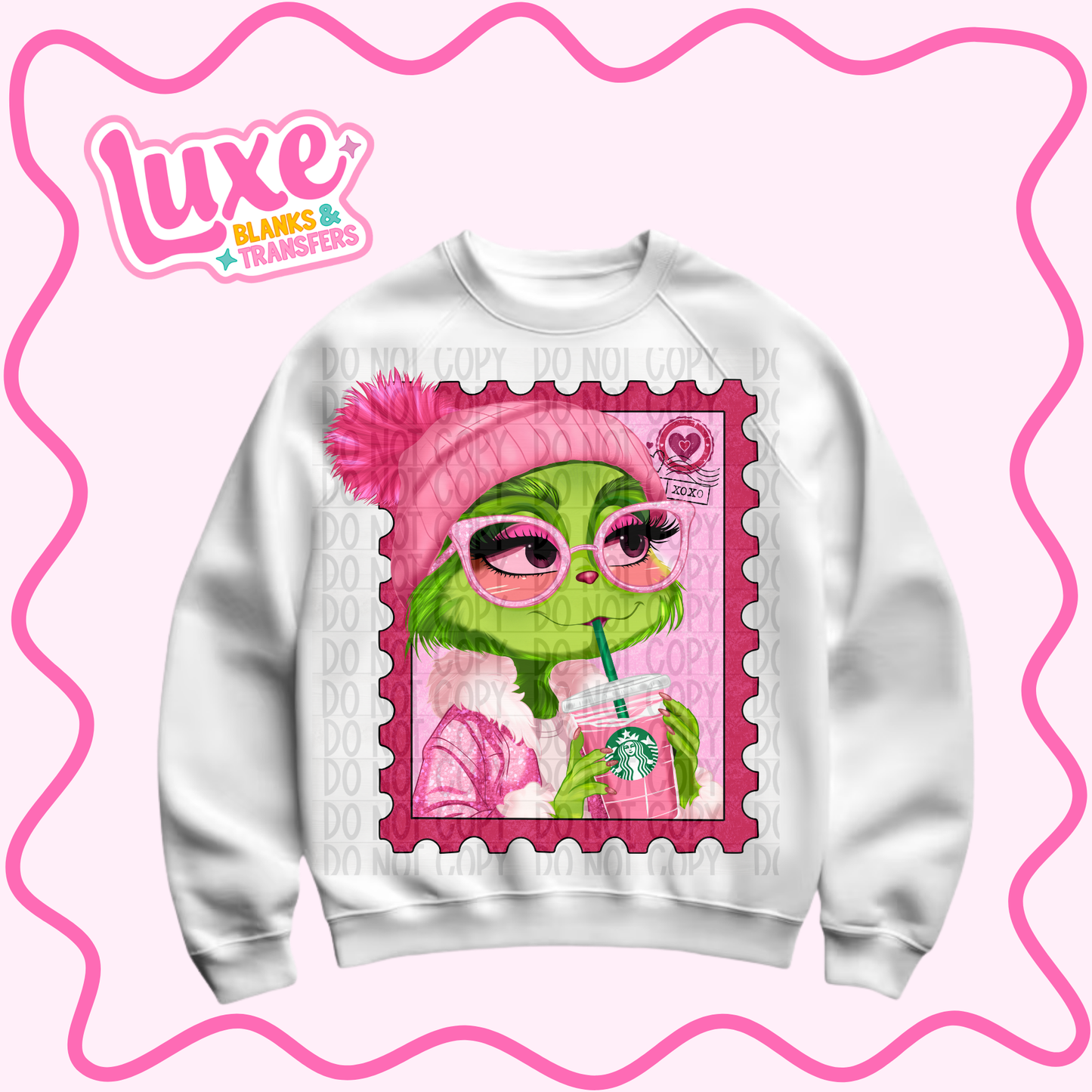 DTF Heat Transfer | Girly Gr!nch Stamp Pink | #1432