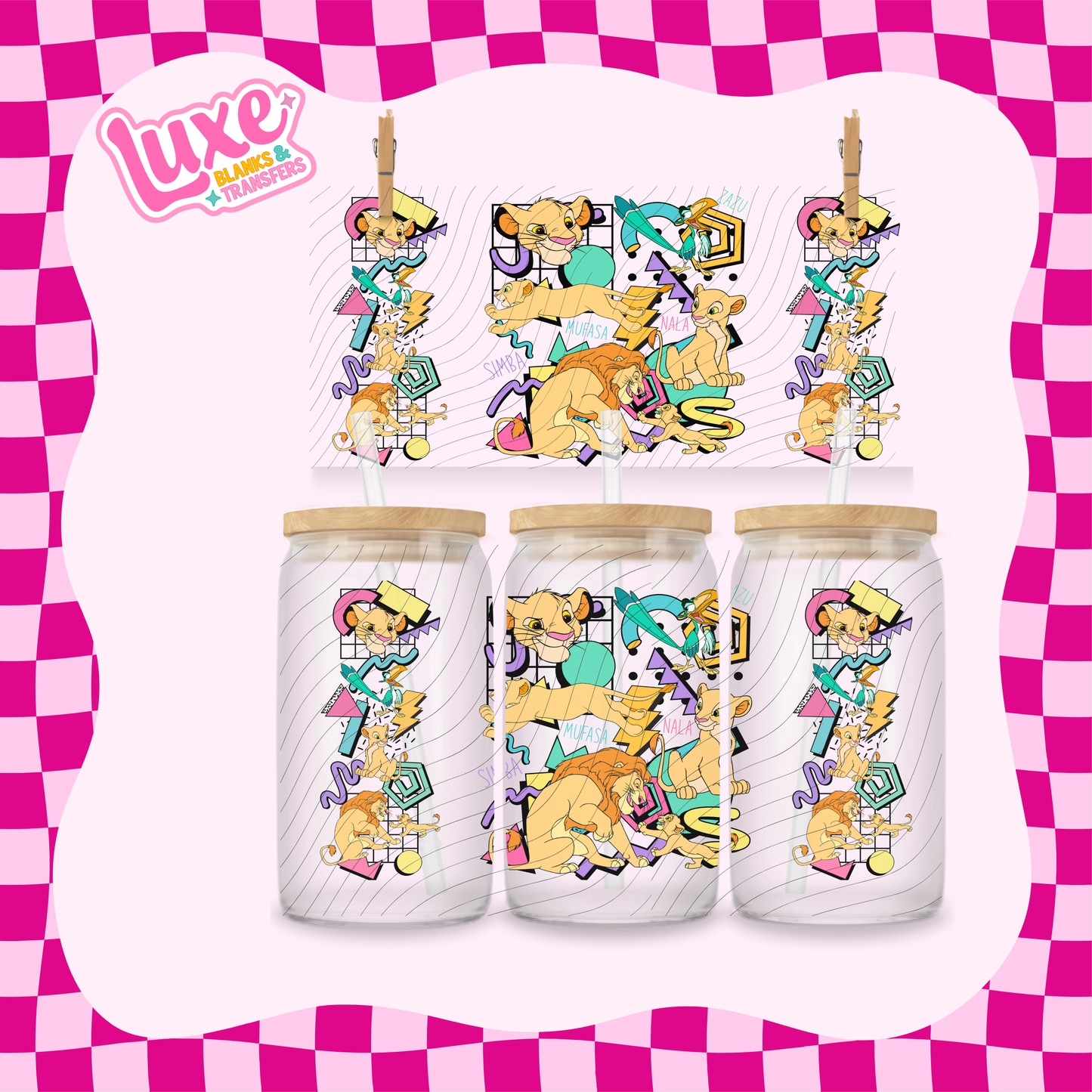 Retro Lion Movie | 16oz UV DTF Wrap | #1776