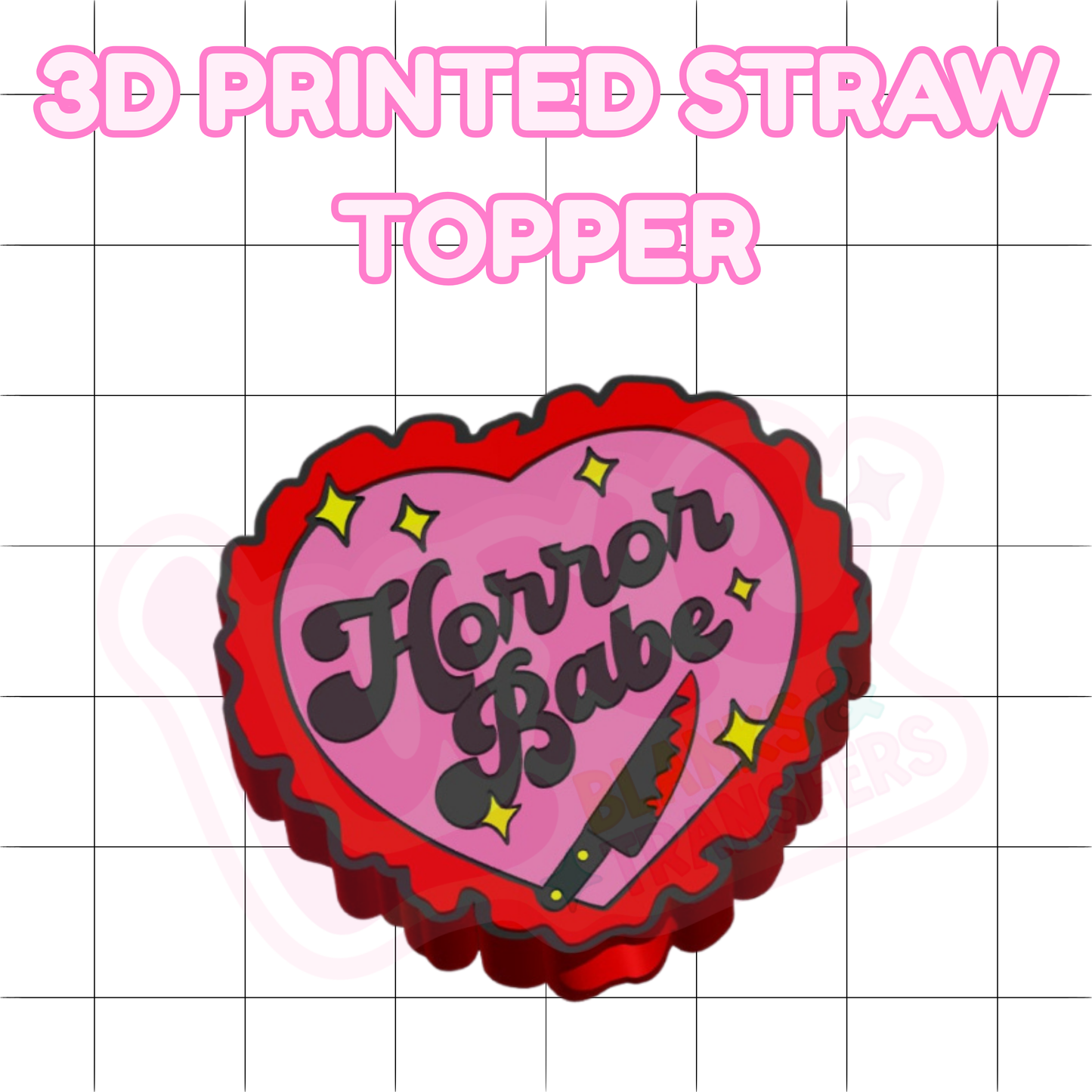 3D Printed Straw Topper | Horror Babe