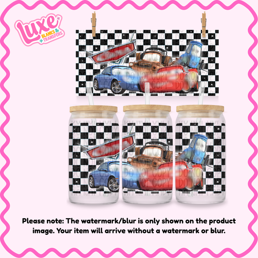 16oz UV DTF Wrap | Checkered Car Pals | #N96