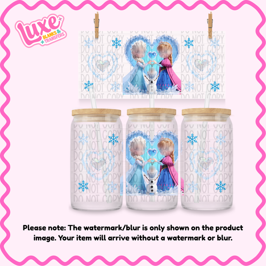 16oz UV DTF Wrap | Ice Sisters Blue Heart | #N97