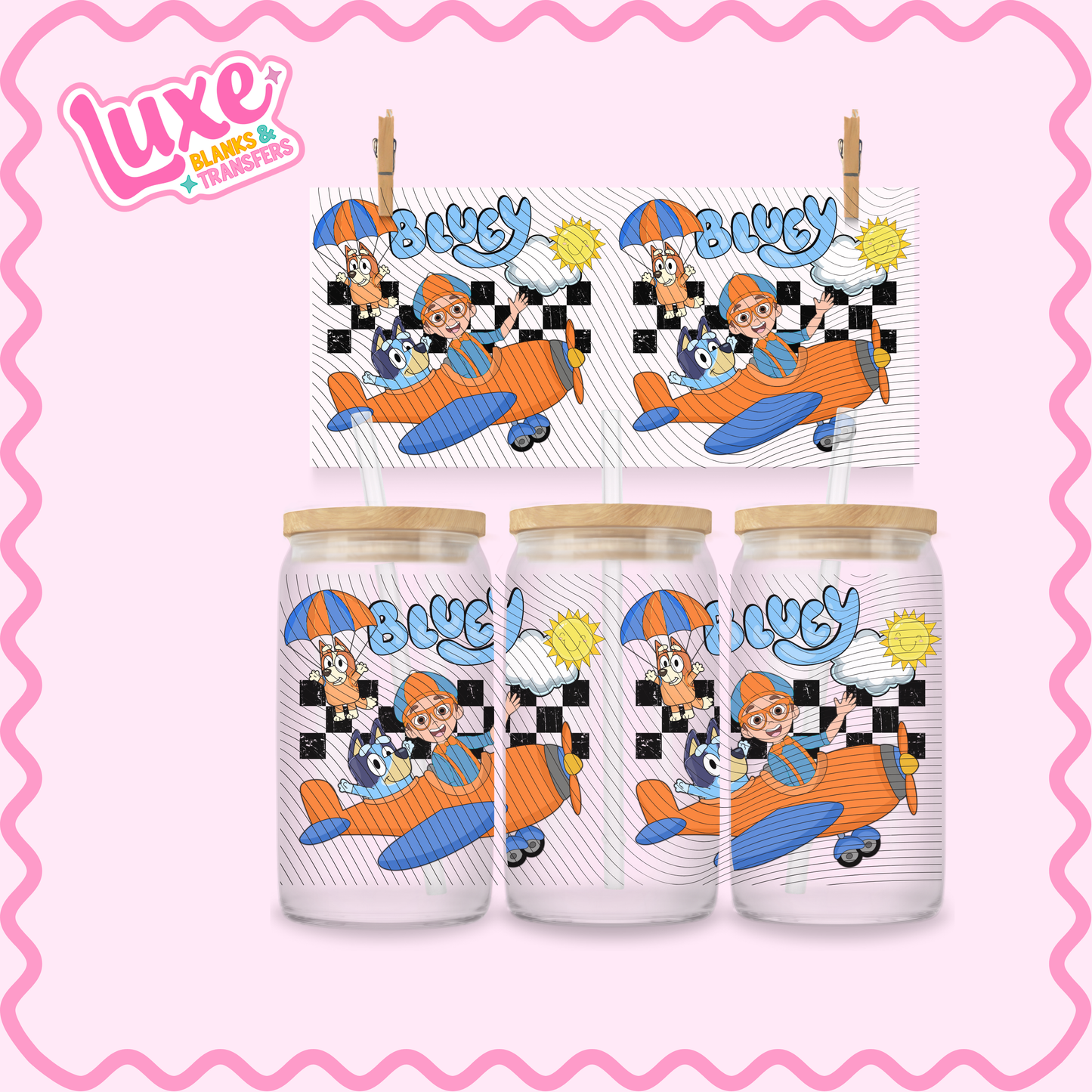 16oz UV DTF Wrap | Blue X Blip | #2264