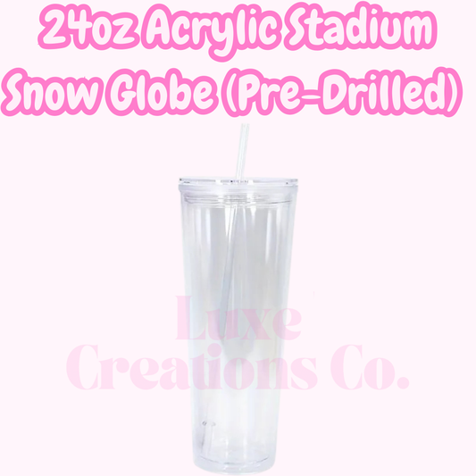 24oz Acrylic Stadium Snow Globe (Pre-Drilled)