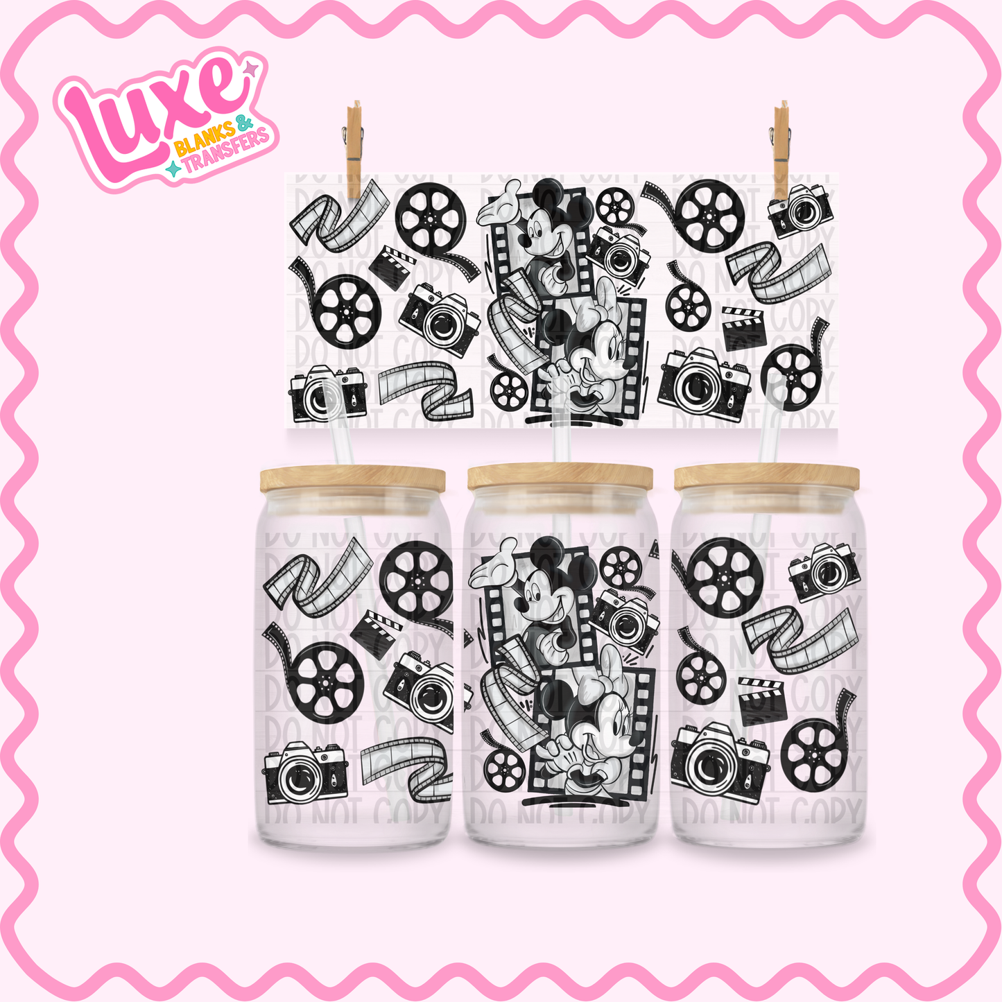16oz UV DTF Wrap | Black White Mick | #3537