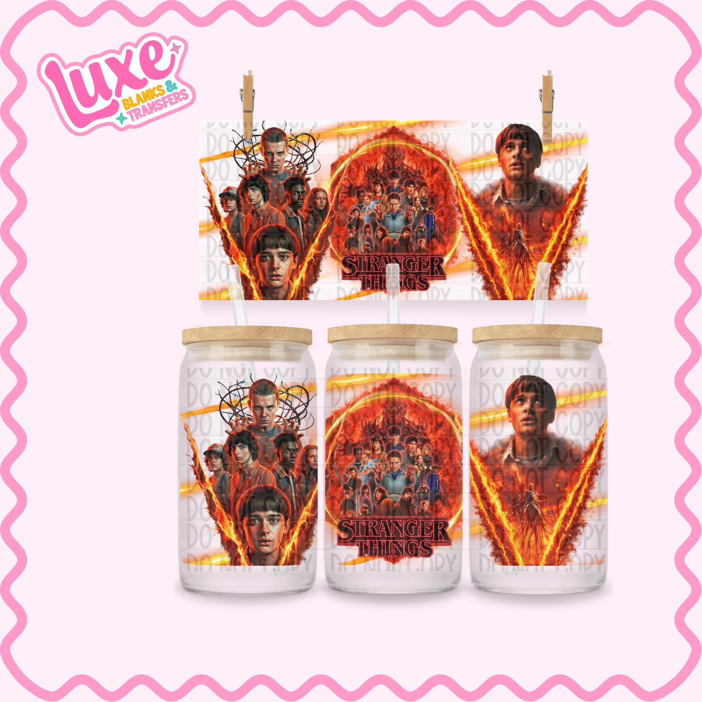 16oz UV DTF Wrap | Stranger Show Flame | #2568