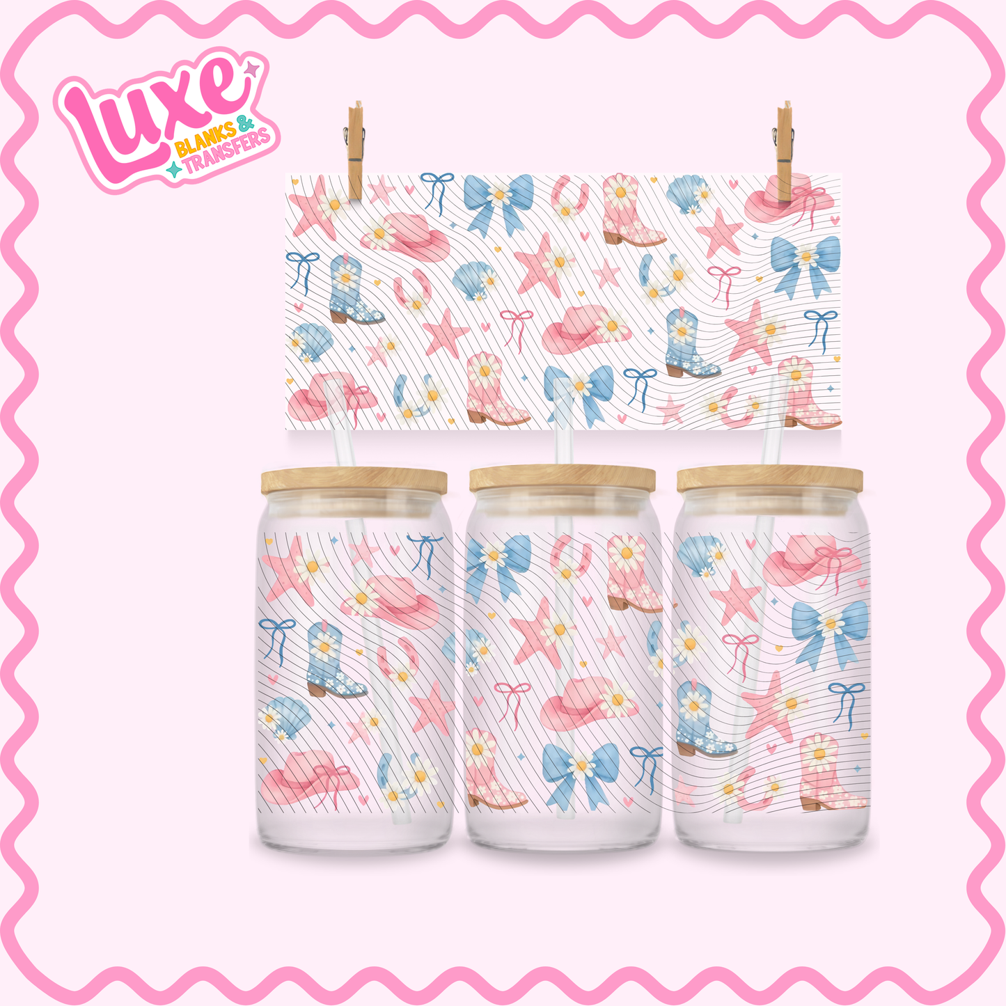 16oz UV DTF Wrap | Cutesy Cowgirl Pattern | #3055
