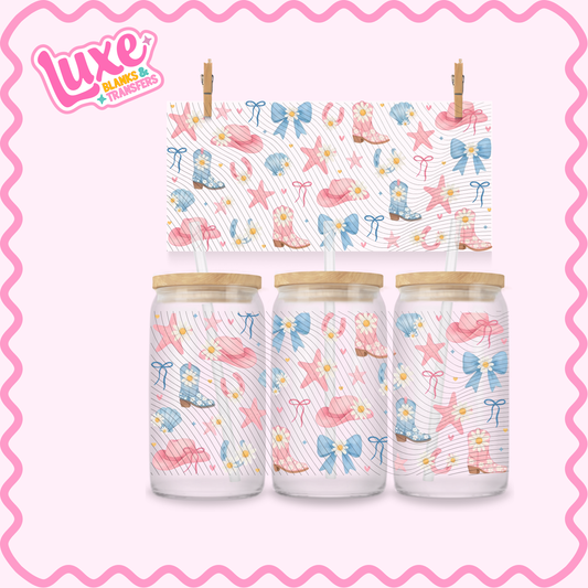 16oz UV DTF Wrap | Cutesy Cowgirl Pattern | #3055