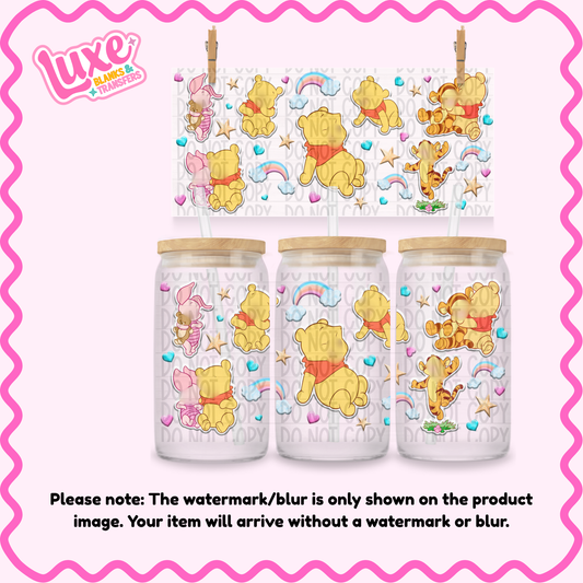16oz UV DTF Wrap | Yellow Bear Rainbow | #1011