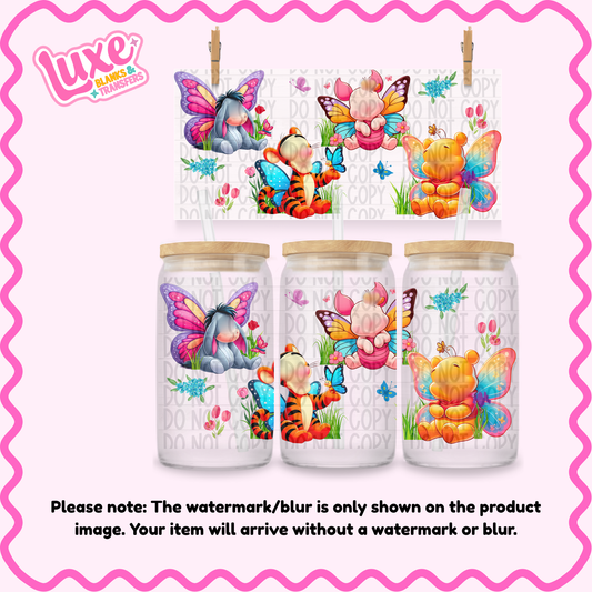16oz UV DTF Wrap | Yellow Bear Butterfly Pals | #979