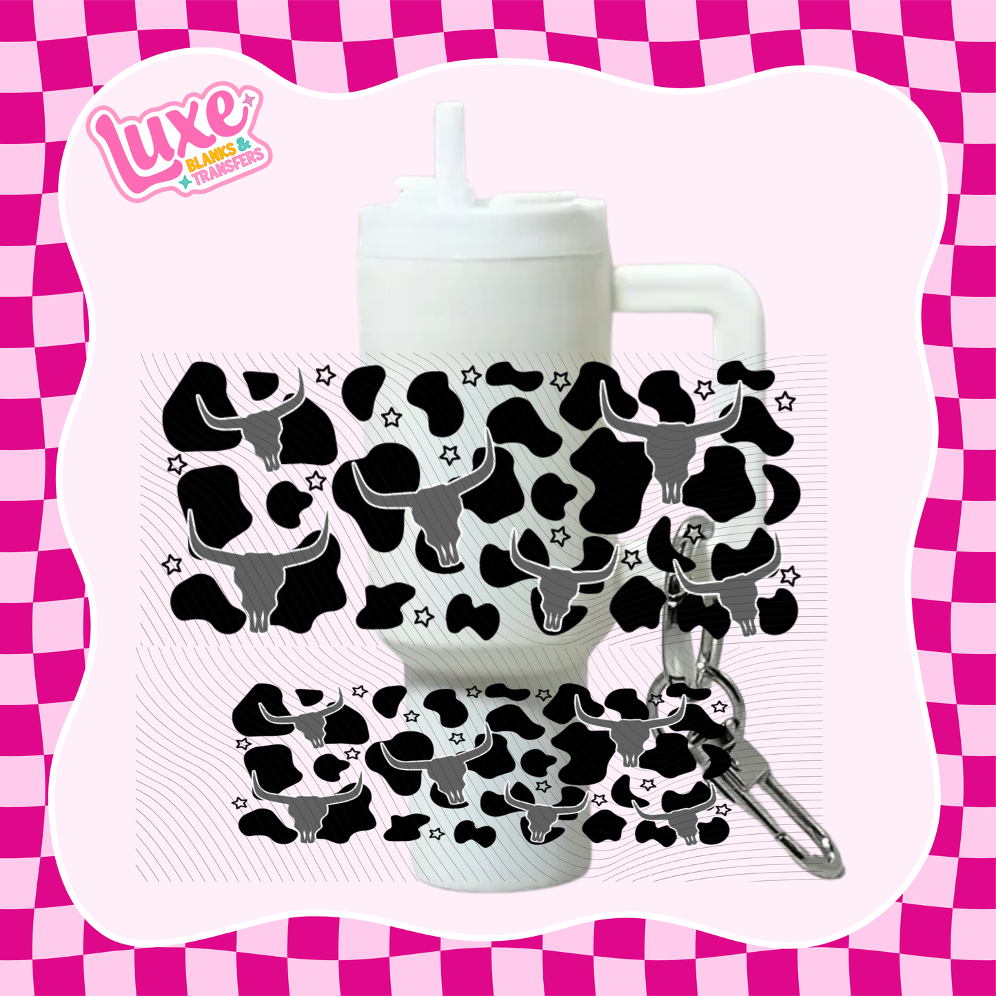 Mini Keychain Tumbler UV DTF Wrap | Cow Print | #E17