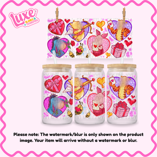 16oz UV DTF Wrap | Yellow Bear Friends Hearts | #2216A