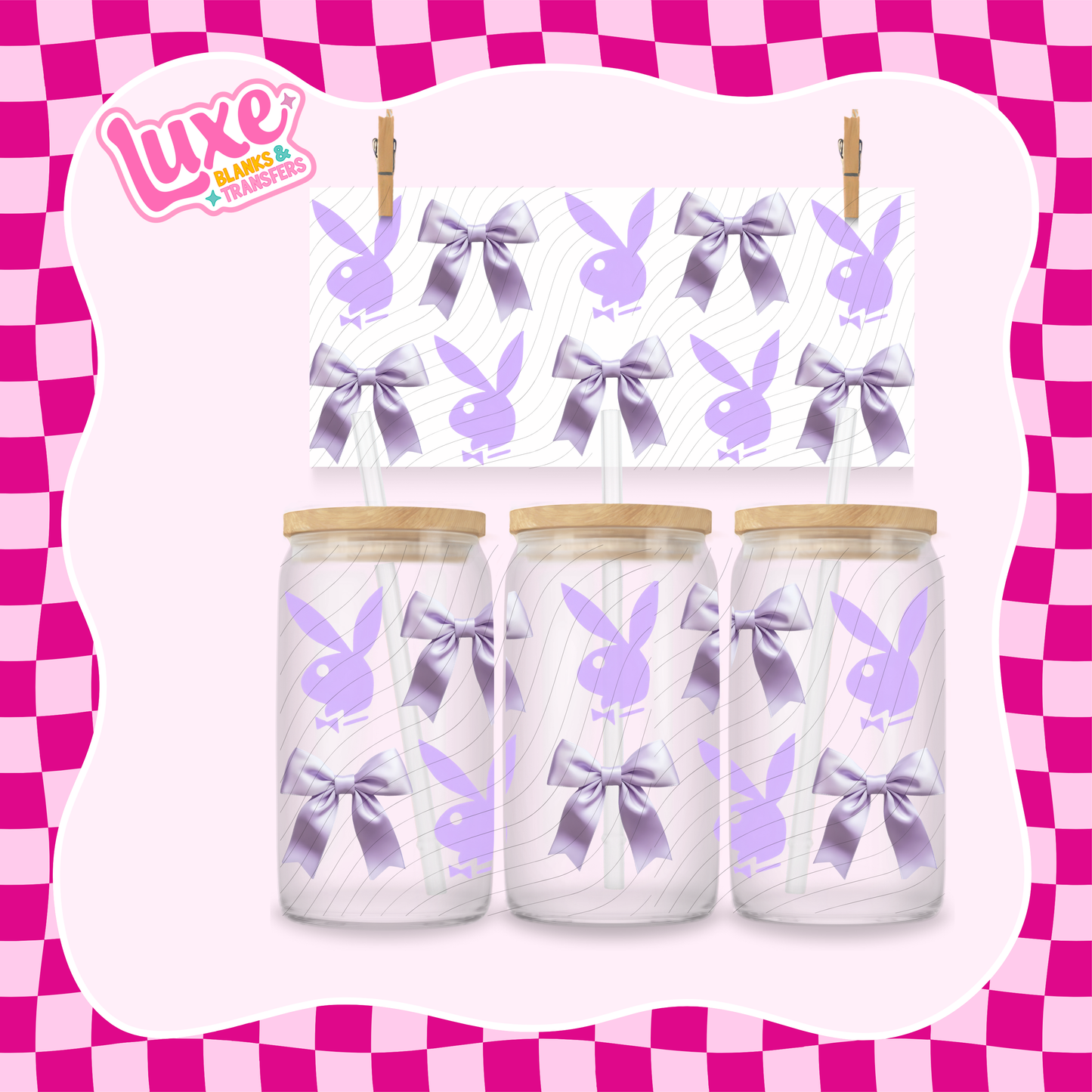 Play Bunny Purple | 16oz UV DTF Wrap | #1298