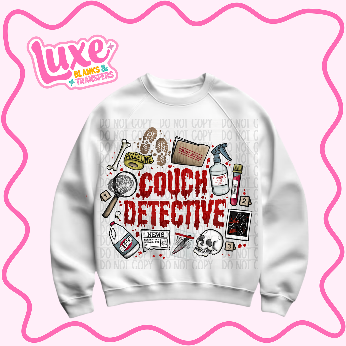 DTF Heat Transfer | Couch Detective True Crime | #912