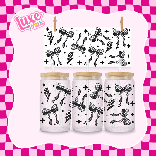 Checkered Bows | 16oz UV DTF Wrap | #1300