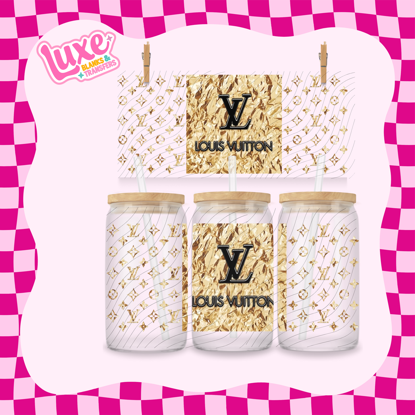 16oz UV DTF Wrap | Gold LV | #1793