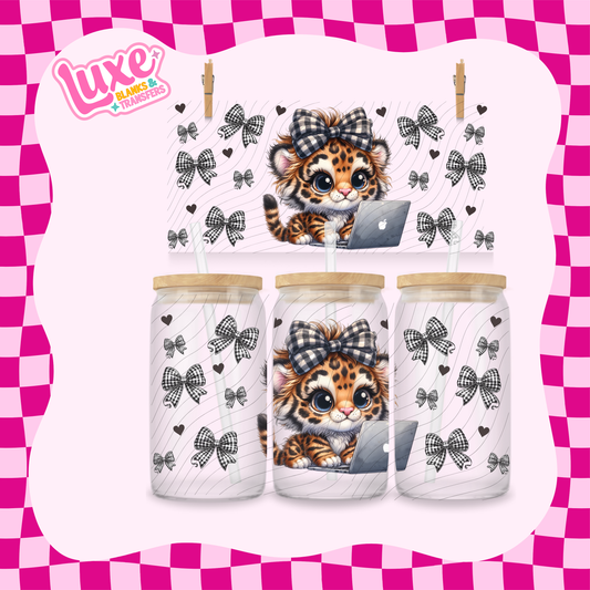 Cutesy Tiger Gingham | 16oz UV DTF Wrap | #1633