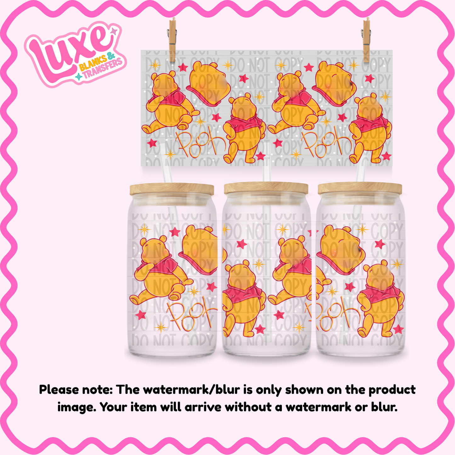 16oz UV DTF Wrap | Yellow Bear Character | #4051