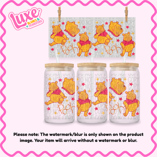 16oz UV DTF Wrap | Yellow Bear Character | #4051