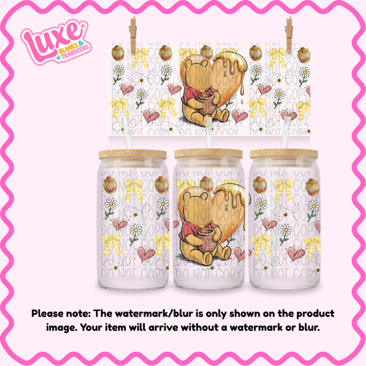 16oz UV DTF Wrap | Gingham Bow Bear | #2237
