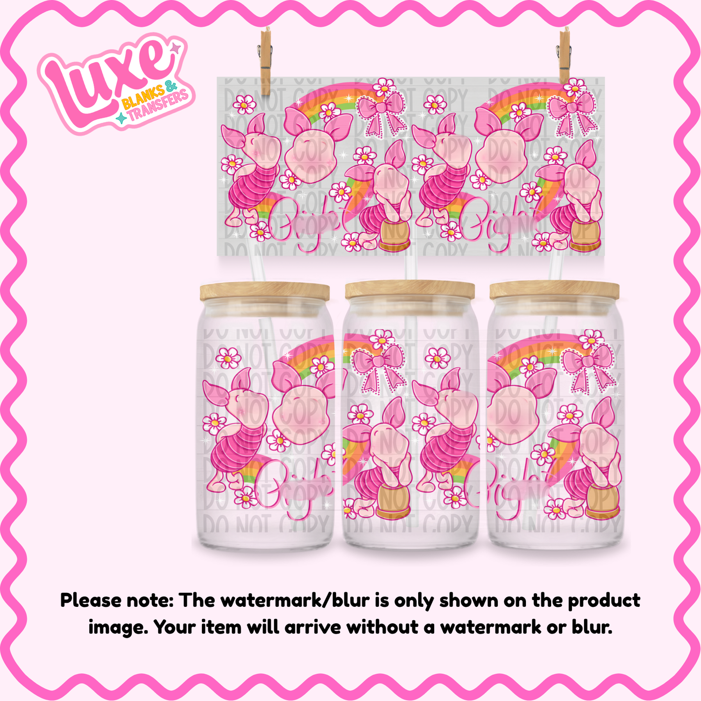 16oz UV DTF Wrap | Pig Character | #4052