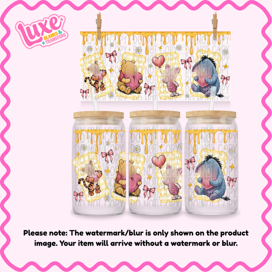 16oz UV DTF Wrap | Gingham Bow Bear Friends | #2238