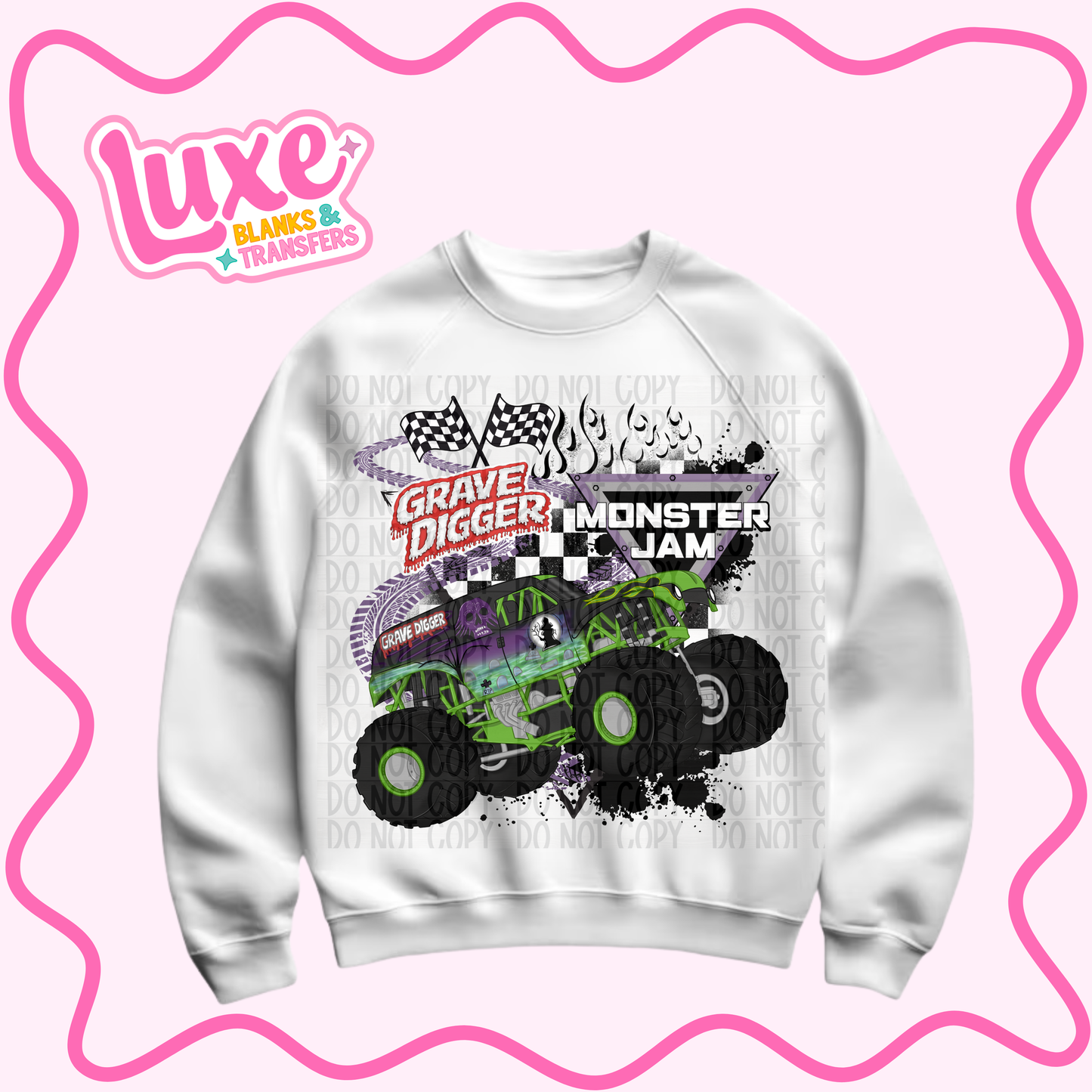 DTF Heat Transfer | Monster Truck Grave Digger Flame | #751