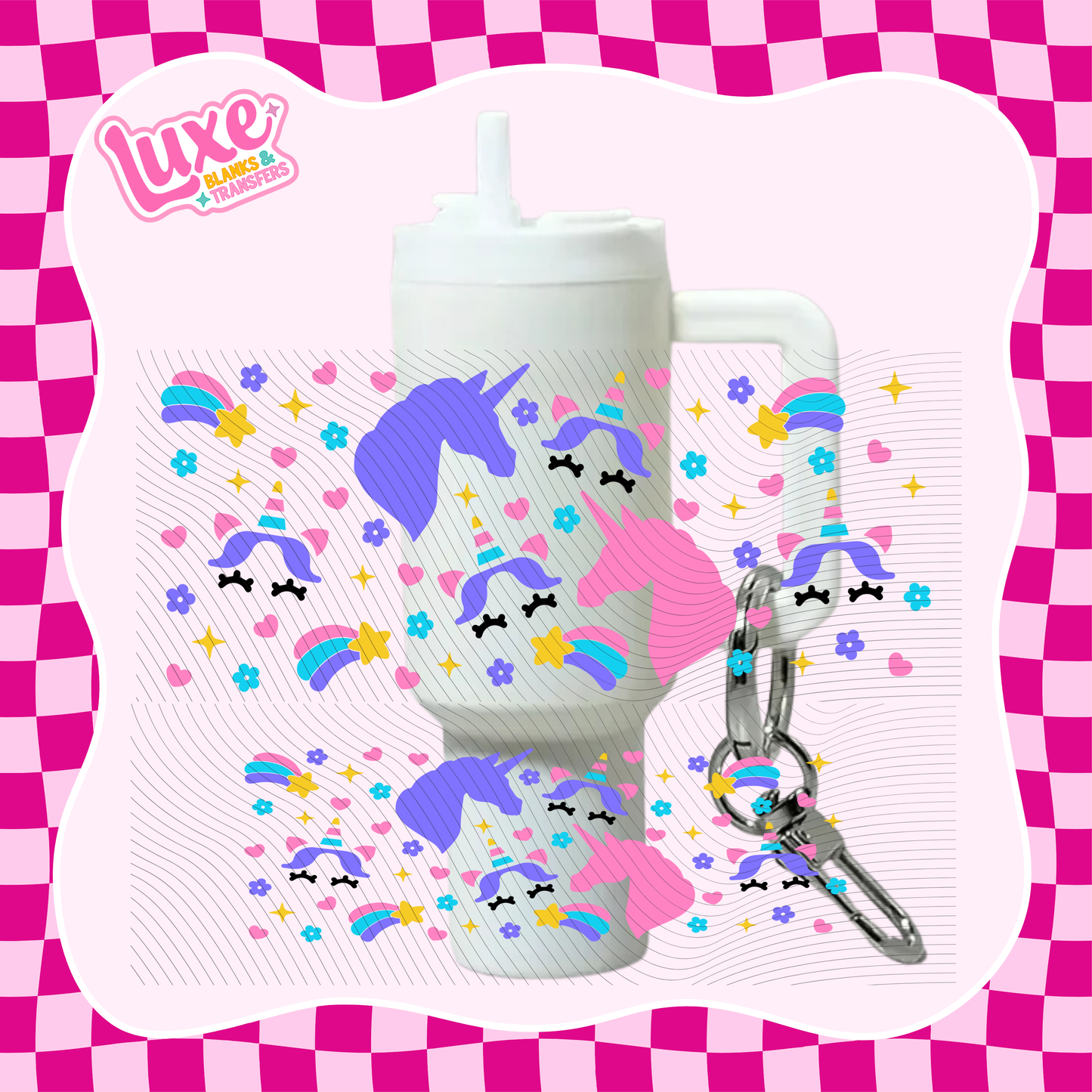 Mini Keychain Tumbler UV DTF Wrap | Unicorns | #E19