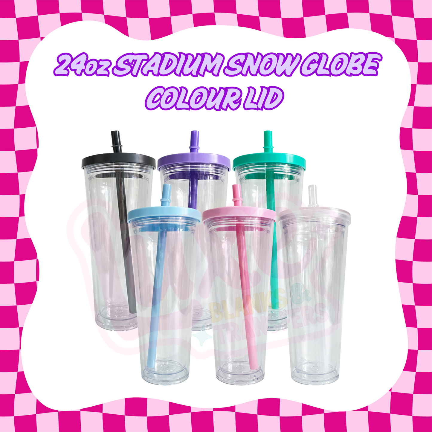 24oz Acrylic Stadium Snowglobe (Colour Lid)