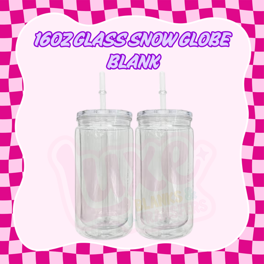 16oz Glass Snow Globe Tumbler (BLANK)
