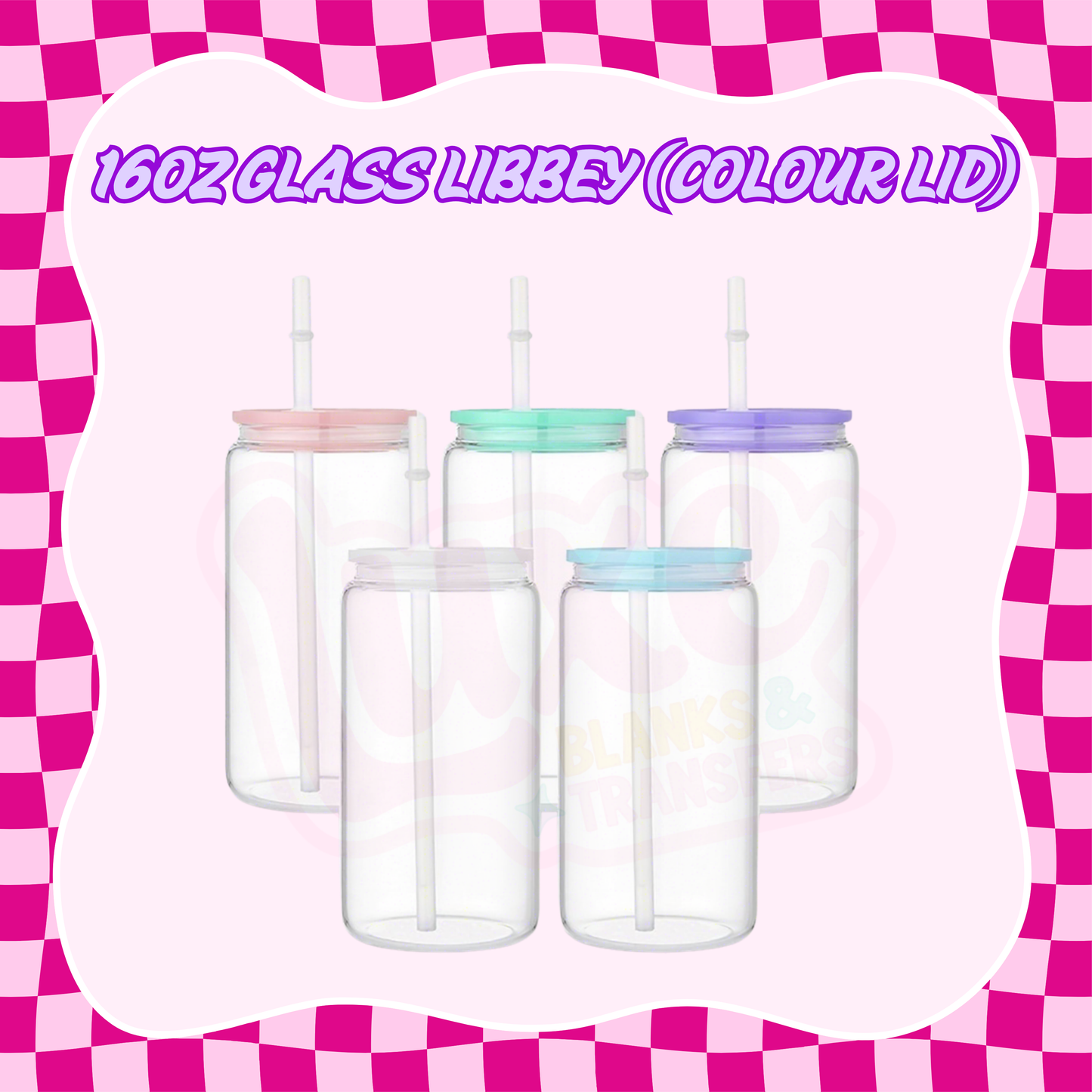 16oz Glass Libbey Colour Lid
