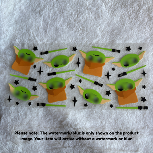 16oz UV DTF Wrap | Ready To Ship | Green Character Star Battle