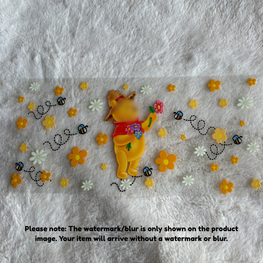 16oz UV DTF Wrap (Double Sided) | Ready To Ship | Yellow Bear Flowers