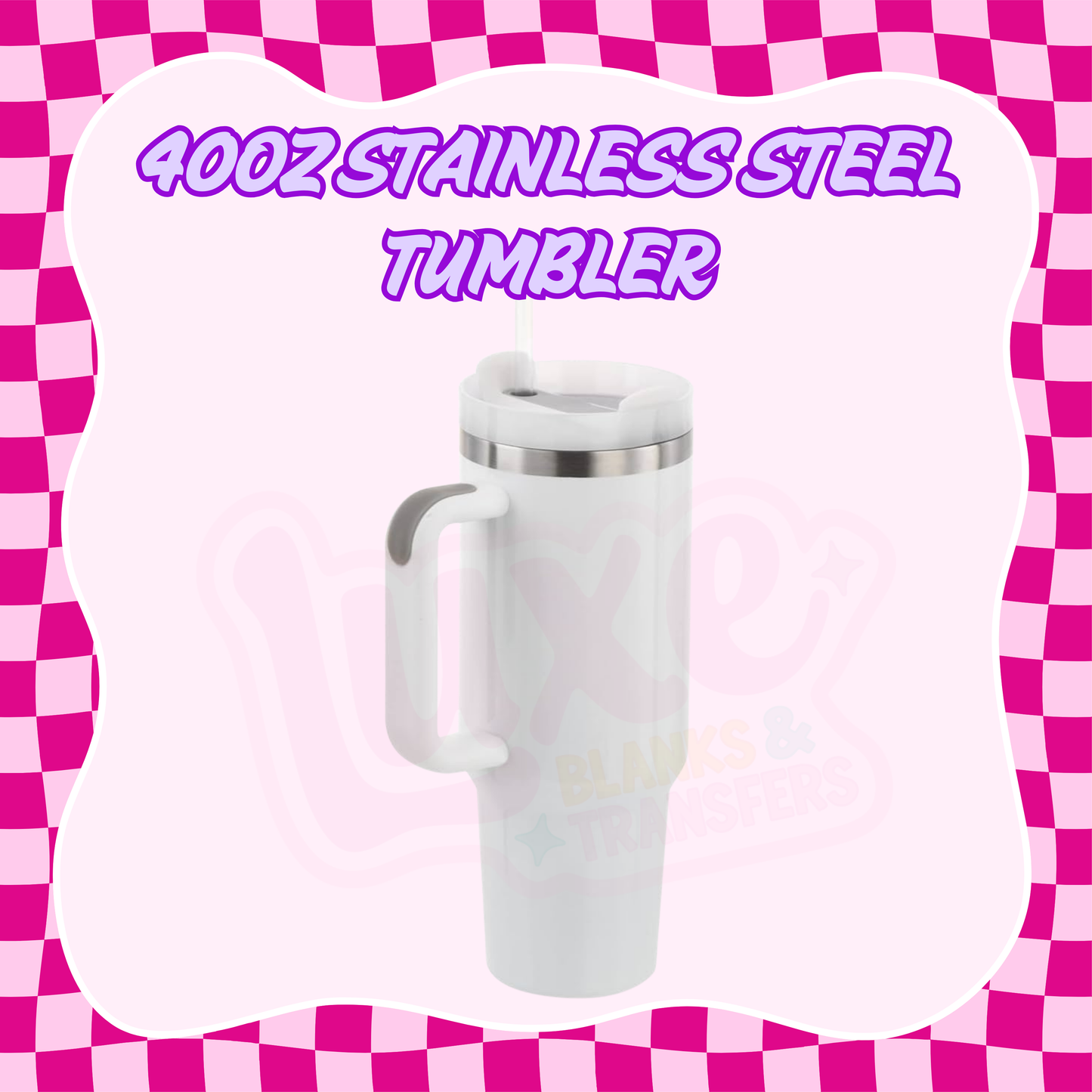 40oz Stainless Steel Tumbler Sublimation White