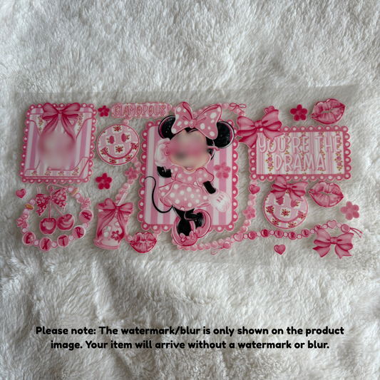 16oz UV DTF Wrap | Ready To Ship | Cutesy Coquette Girl Mouse Boujee
