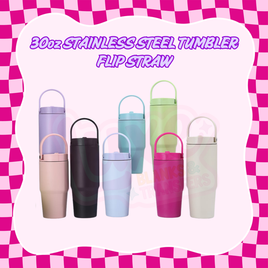 30oz Stainless Steel Double Wall Tumbler (Flip Straw)