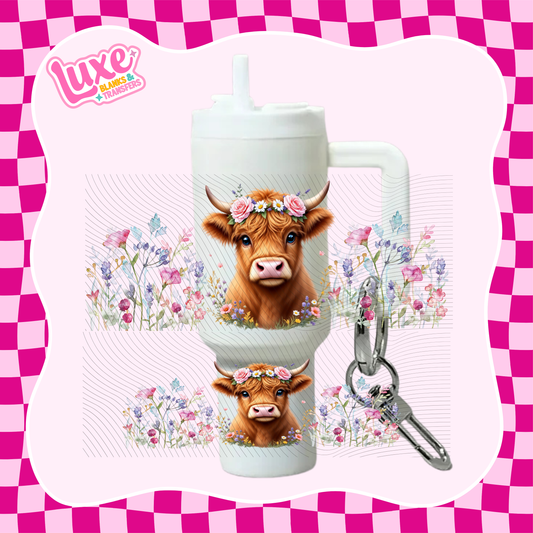 Mini Keychain Tumbler UV DTF Wrap | Highland Cow | #E01